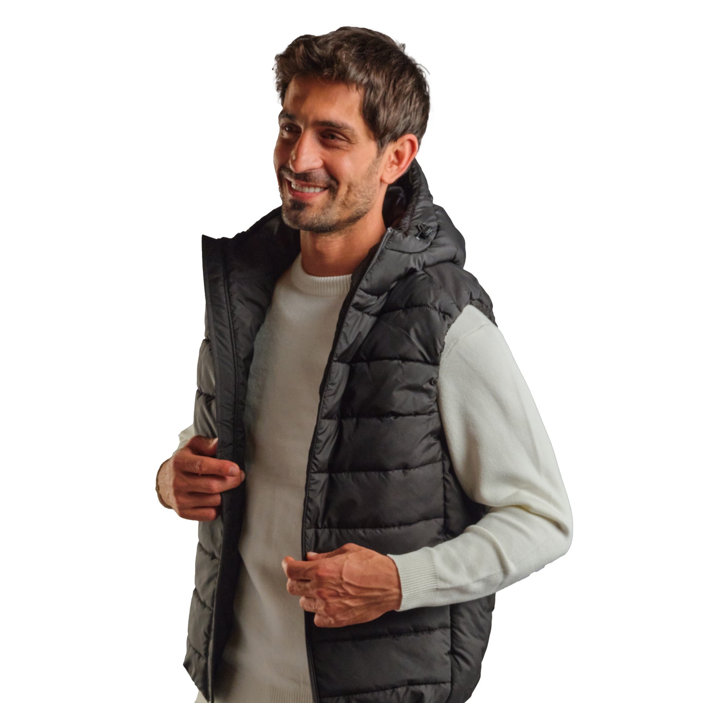 Black Puffer Hooded Vest