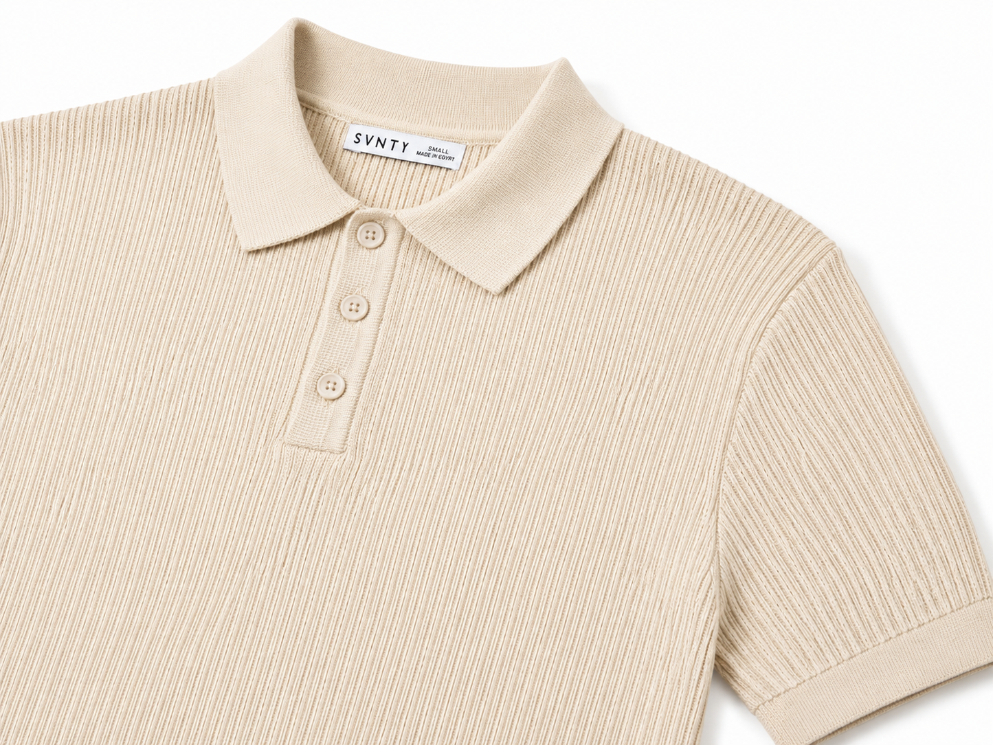 Ribbed Knit Polo Shirt