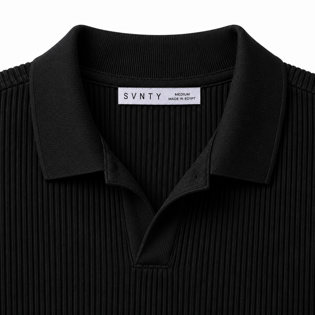 Ribbed Open-Collar Polo