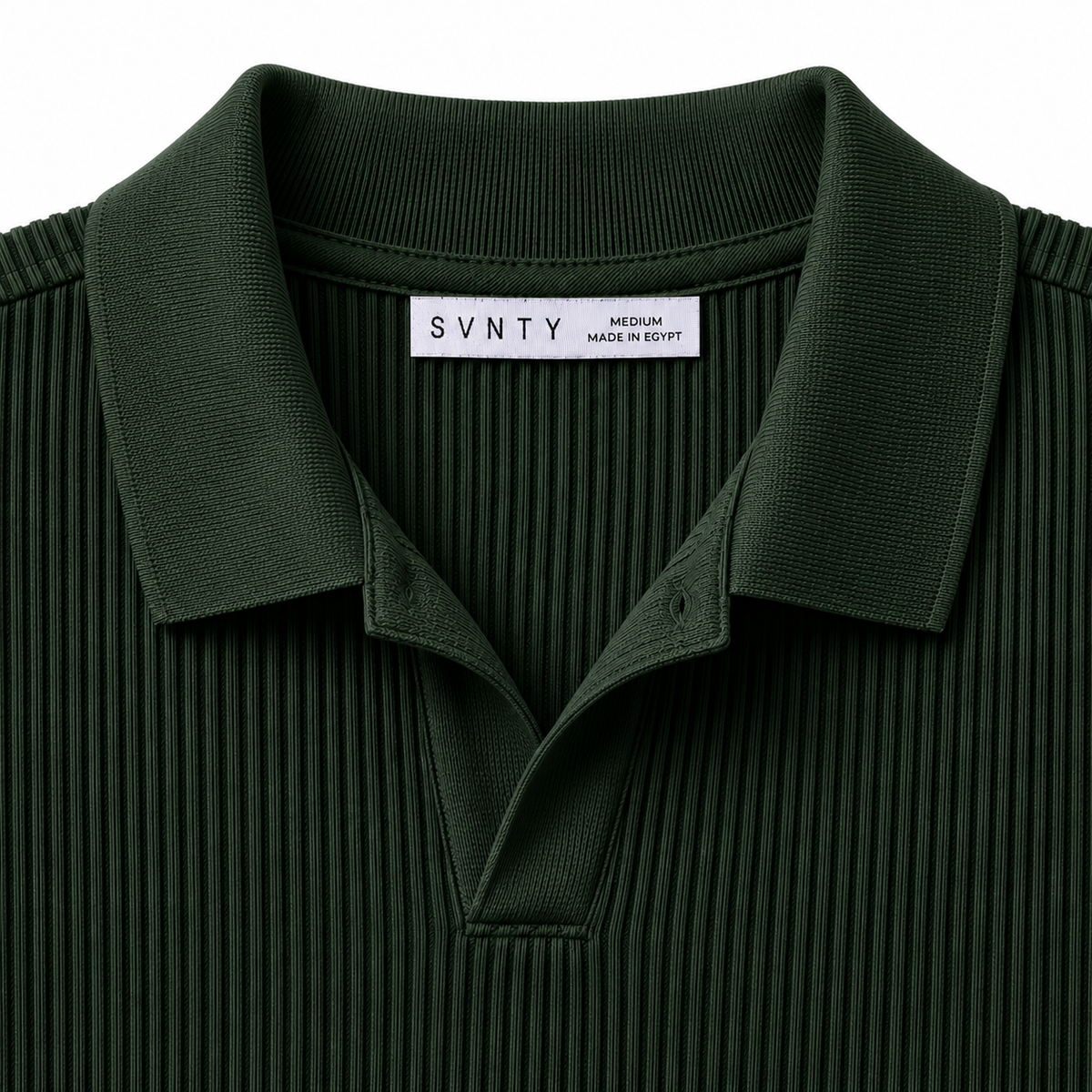 Ribbed Open-Collar Polo