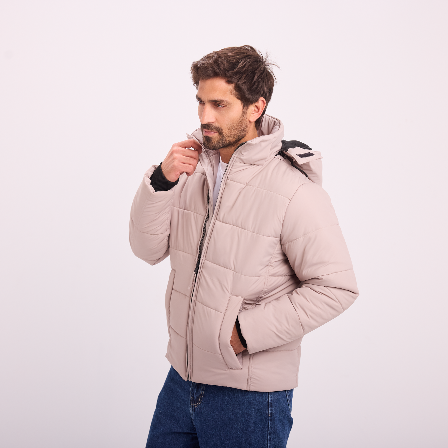Light Gray Puffer Hooded Jacket