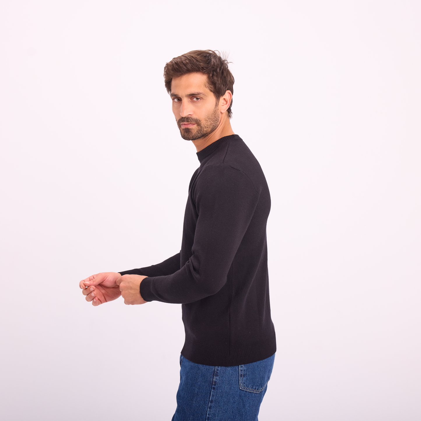 Black Essential Knit Crewneck