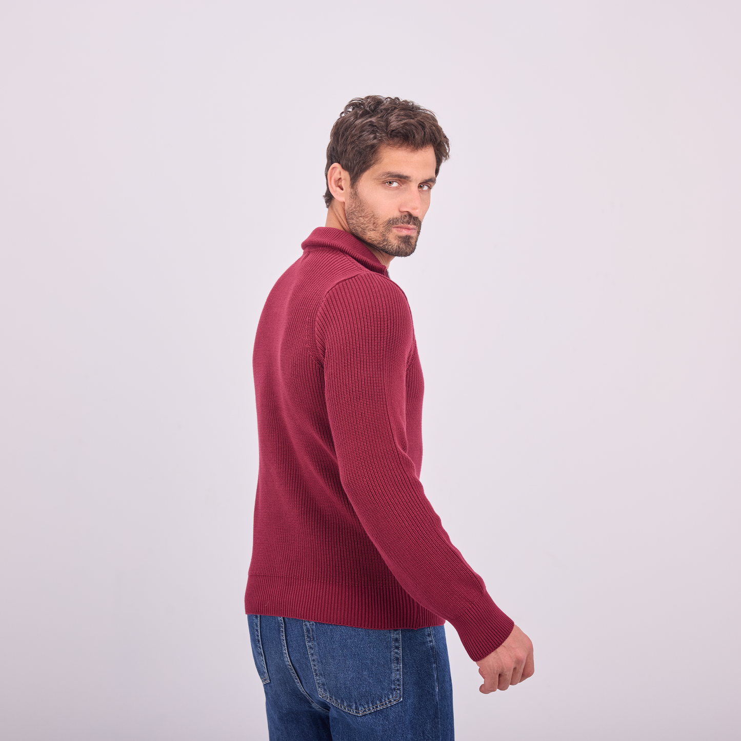 Burgundy Knit Quarter-Zip Pullover