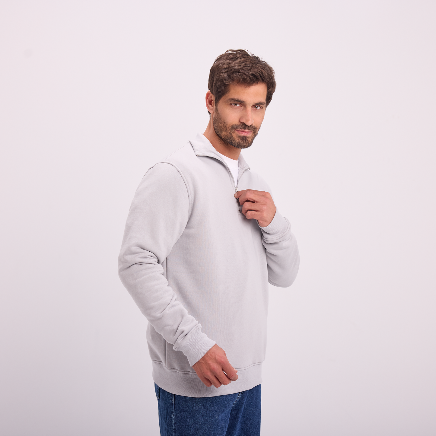 Light Gray Quarter-Zip Sweatshirt