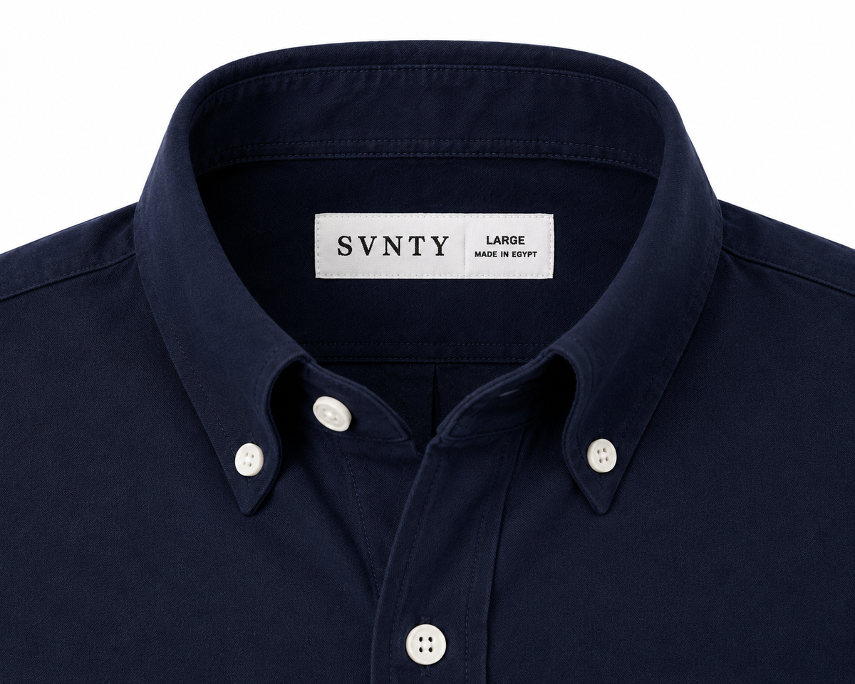 Oxford Shirt in Navy, SVNTY, view 4 of 5