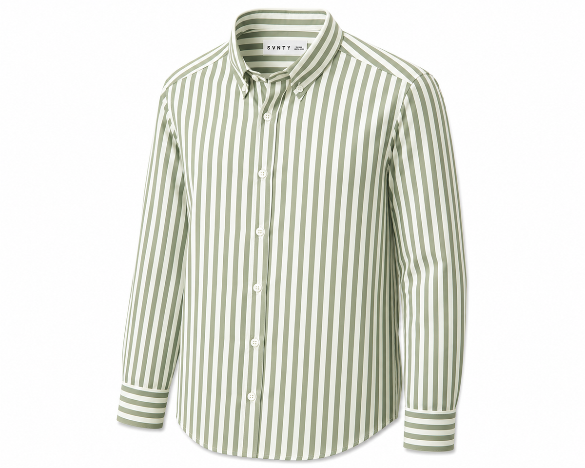 Striped Oxford Shirt in Mint stripe, SVNTY, view 3 of 5