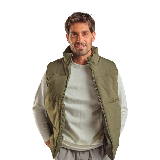 Puffer Vest in Olive, SVNTY, view 1 of 4