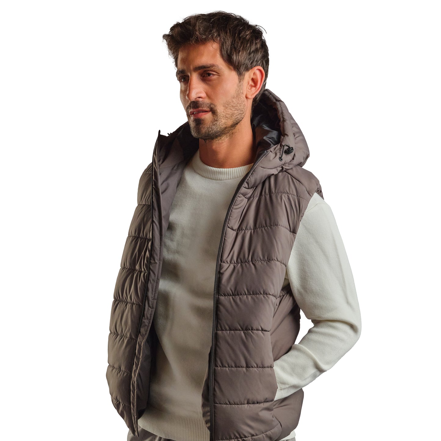Gray Puffer Hooded Vest