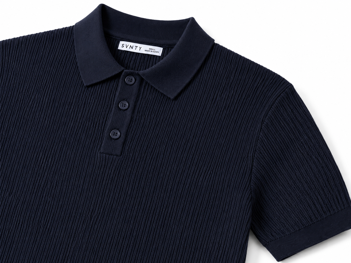 Ribbed Knit Polo Shirt