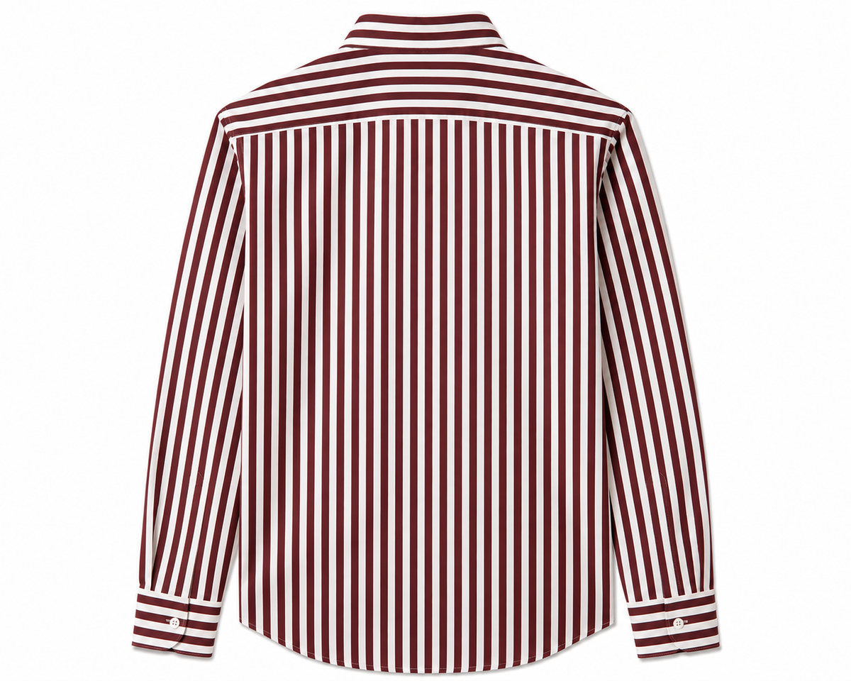 Striped Oxford Shirt in Burgundy stripe, SVNTY, view 2 of 5