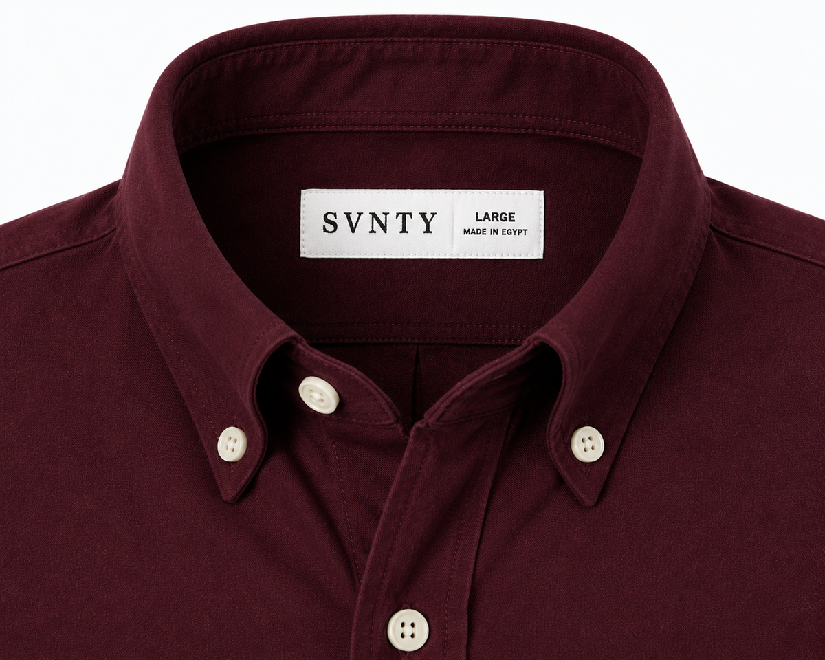 Oxford Shirt in Burgundy, SVNTY, view 3 of 3