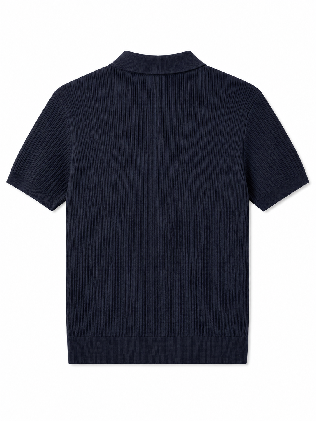 Ribbed Knit Polo Shirt