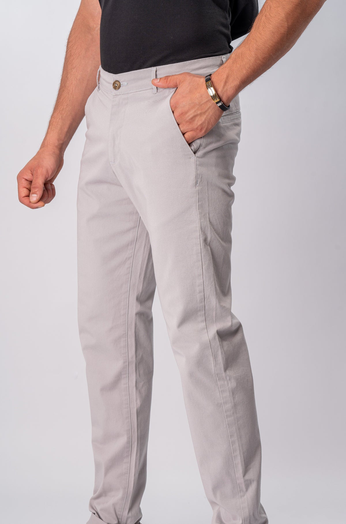 Gabardine Pants in Light Gray, SVNTY, view 2 of 3