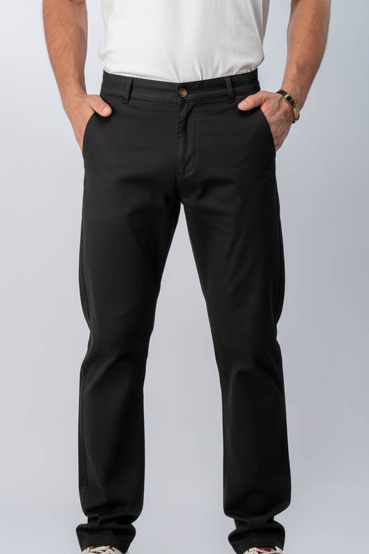 Gabardine Pants in Black, SVNTY, view 1 of 3