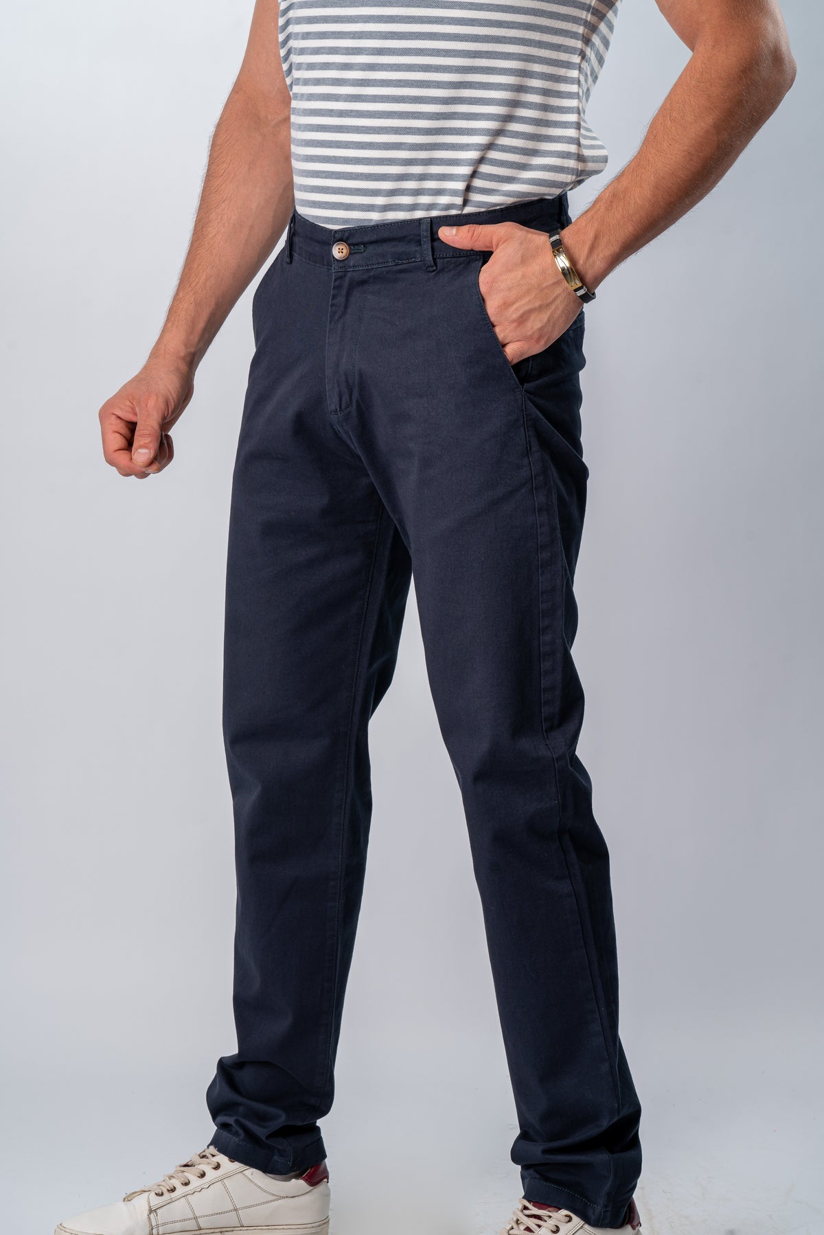 Gabardine Pants in Navy, SVNTY, view 2 of 3