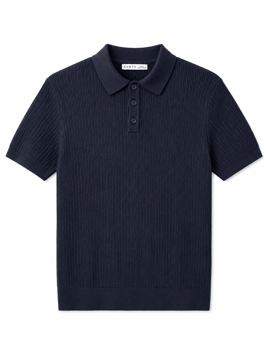 Ribbed Knit Polo Shirt