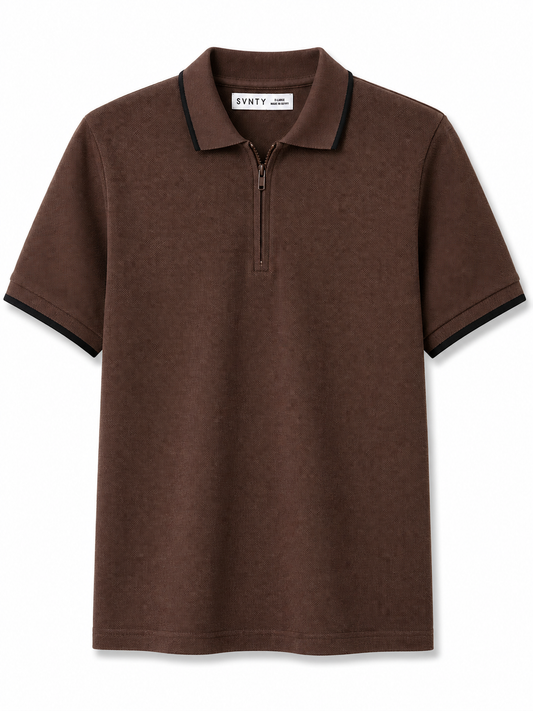 Quarter-Zip Piqué Polo