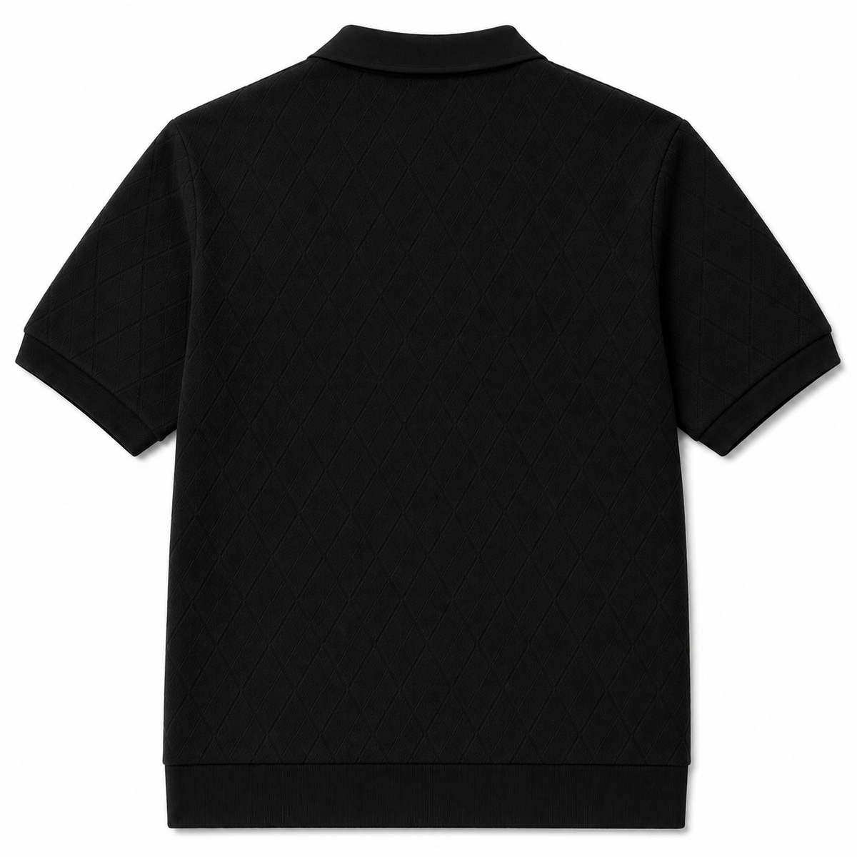 Jacquard Diamond Polo in Black, SVNTY, view 2 of 4