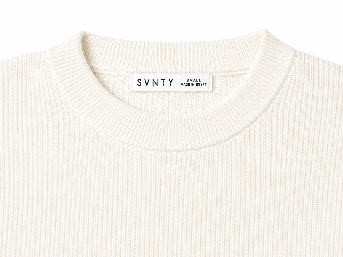 Knit Heavyweight Crewneck in Off-White, SVNTY, view 4 of 4