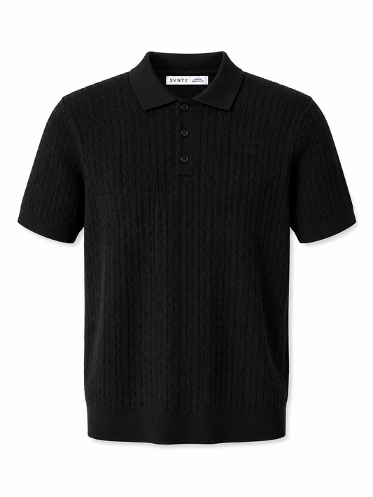 Textured Knit Polo T-Shirt