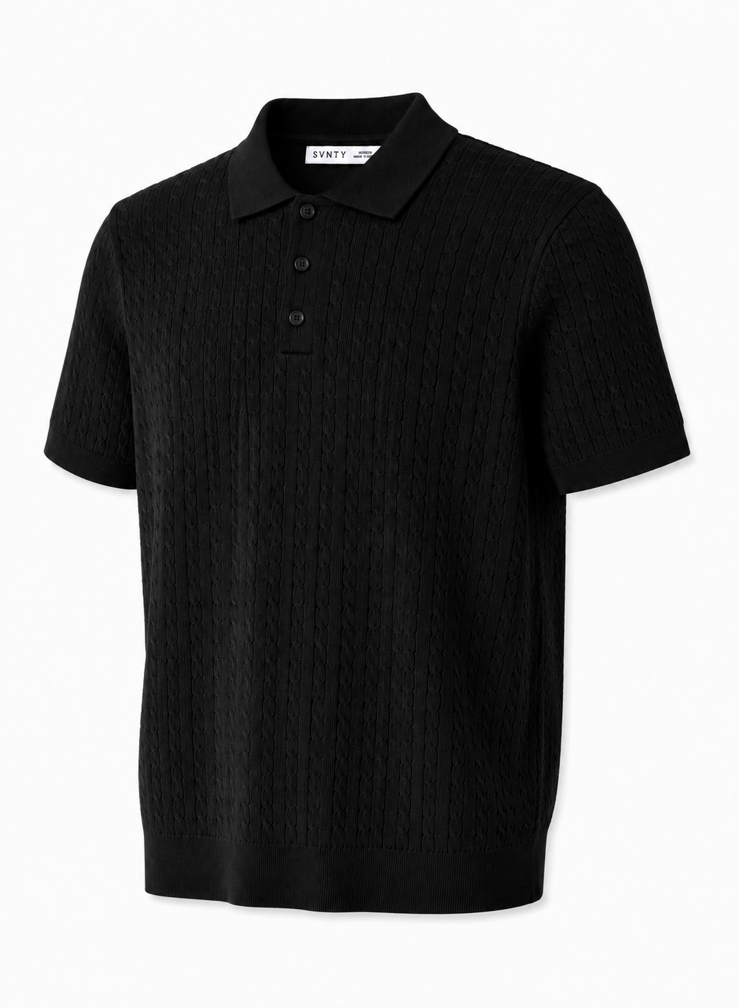 Textured Knit Polo T-Shirt