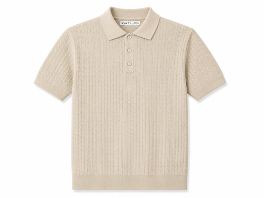 Textured Knit Polo T-Shirt