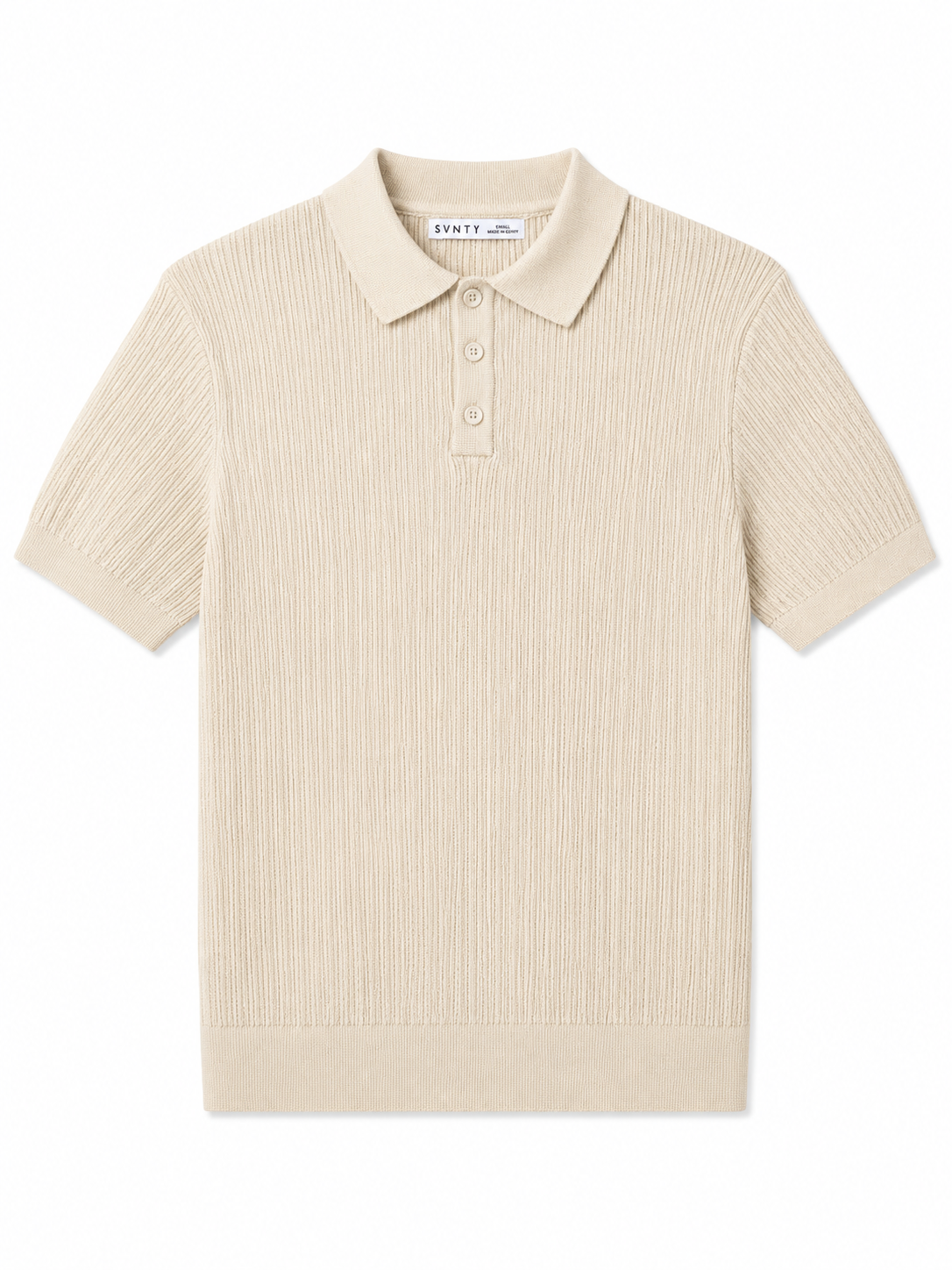 Ribbed Knit Polo Shirt