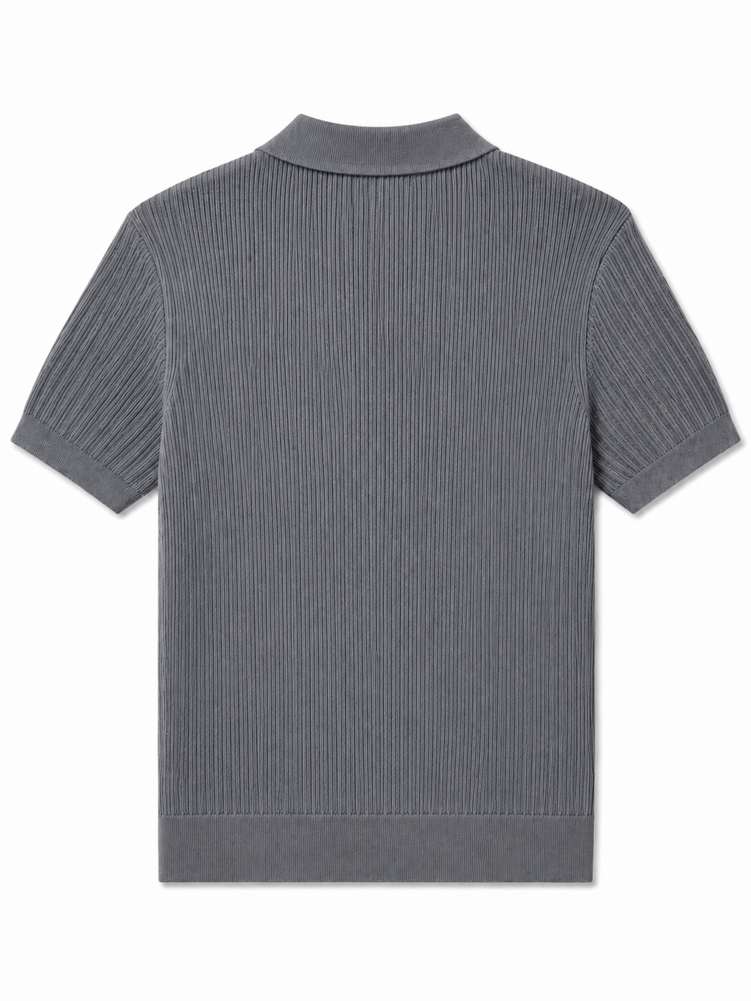 Ribbed Knit Polo T-Shirt