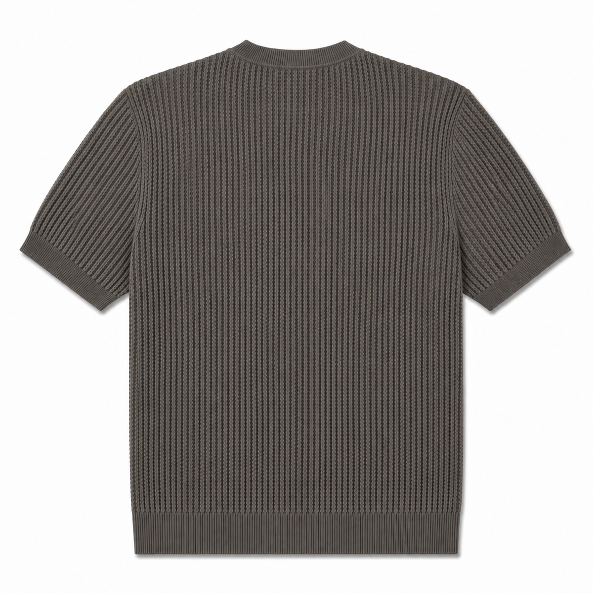 Textured Knit T-Shirt in Khaki, SVNTY, view 2 of 3