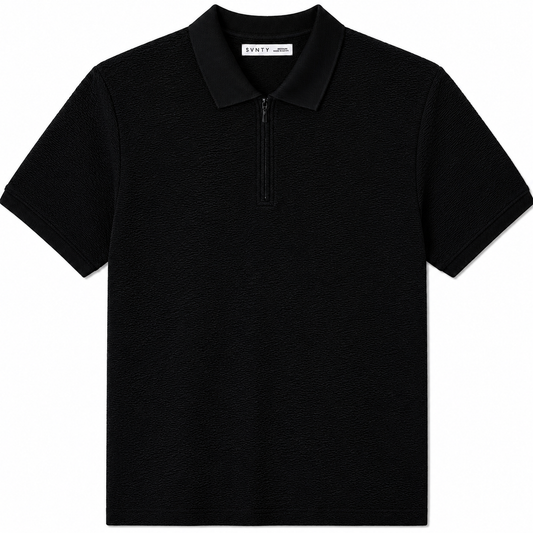 Crinkled Zip Polo