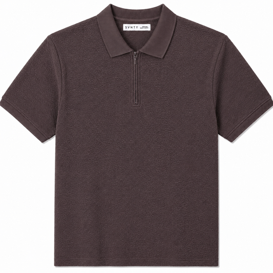 Crinkled Zip Polo