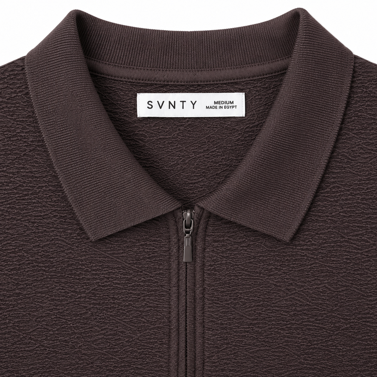 Crinkled Zip Polo