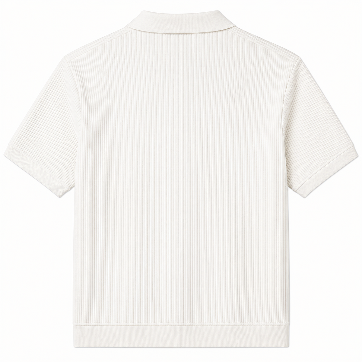 Ribbed Open-Collar Polo