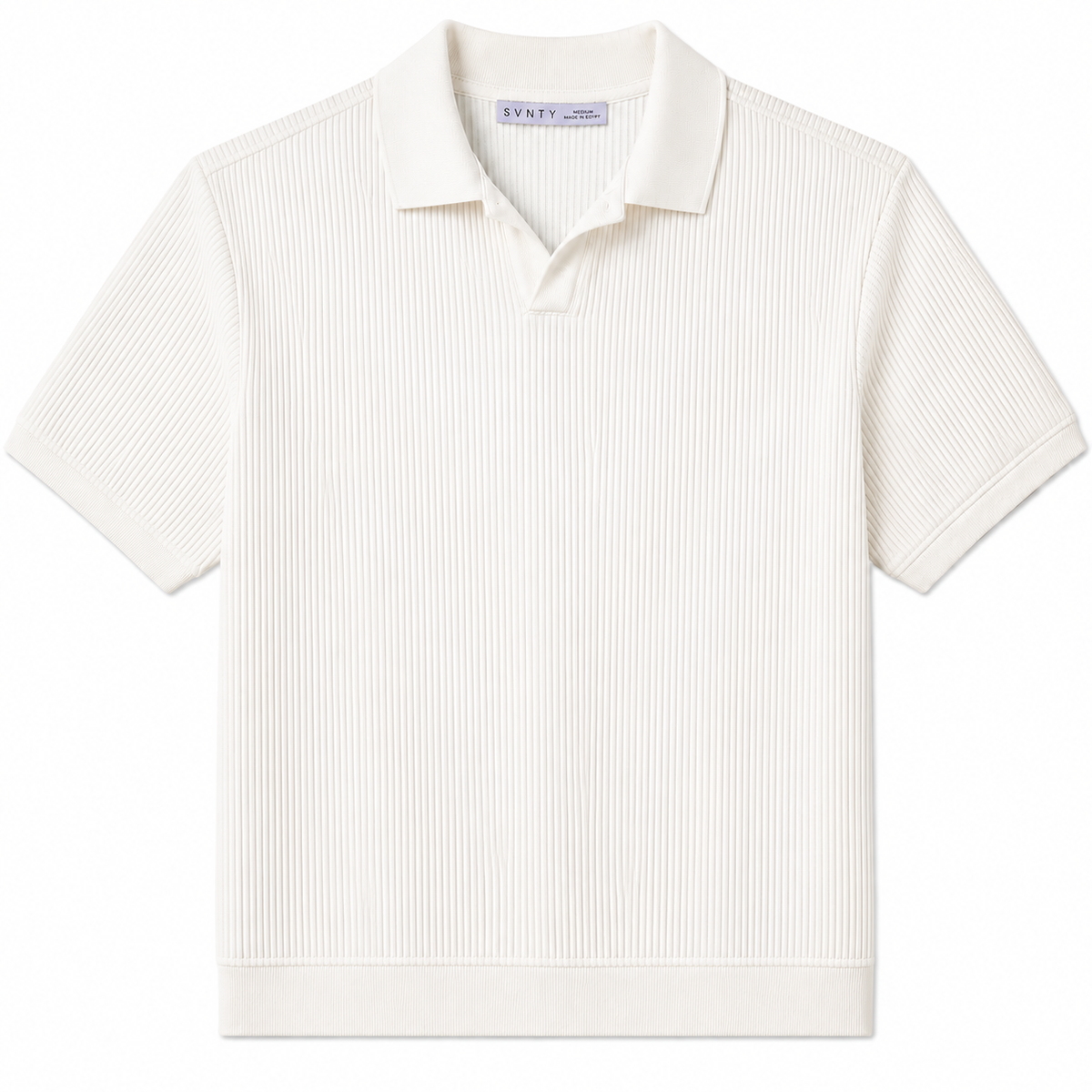 Ribbed Open-Collar Polo