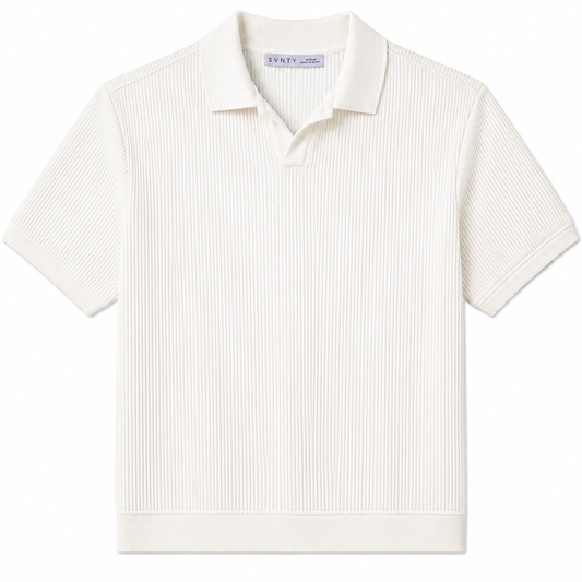 Ribbed Open-Collar Polo