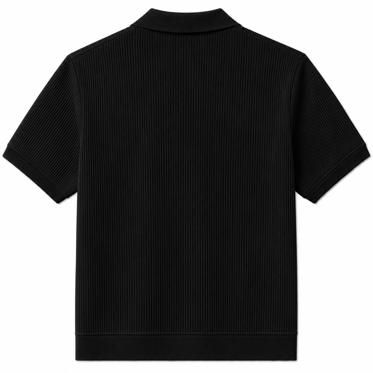 Ribbed Open-Collar Polo