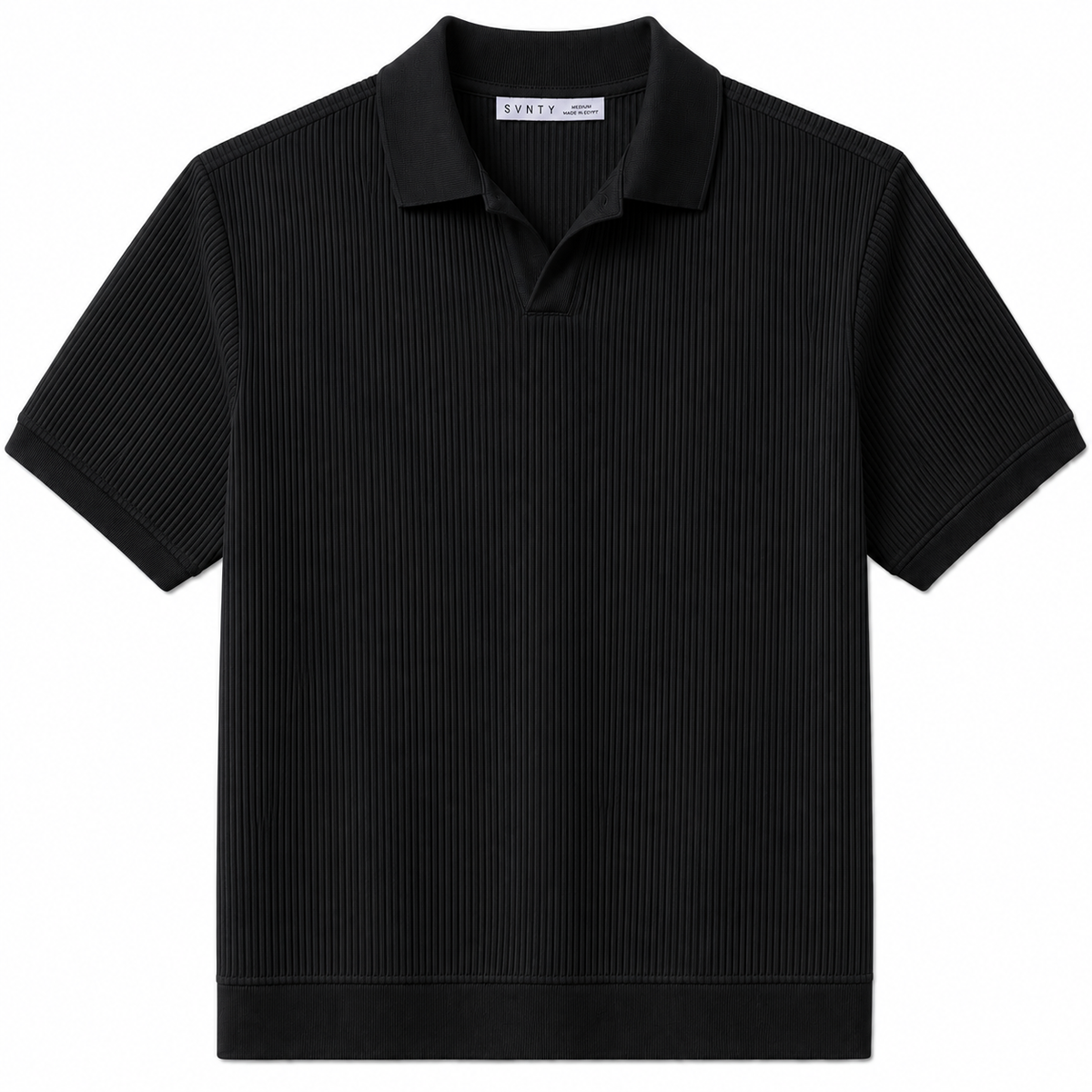 Ribbed Open-Collar Polo