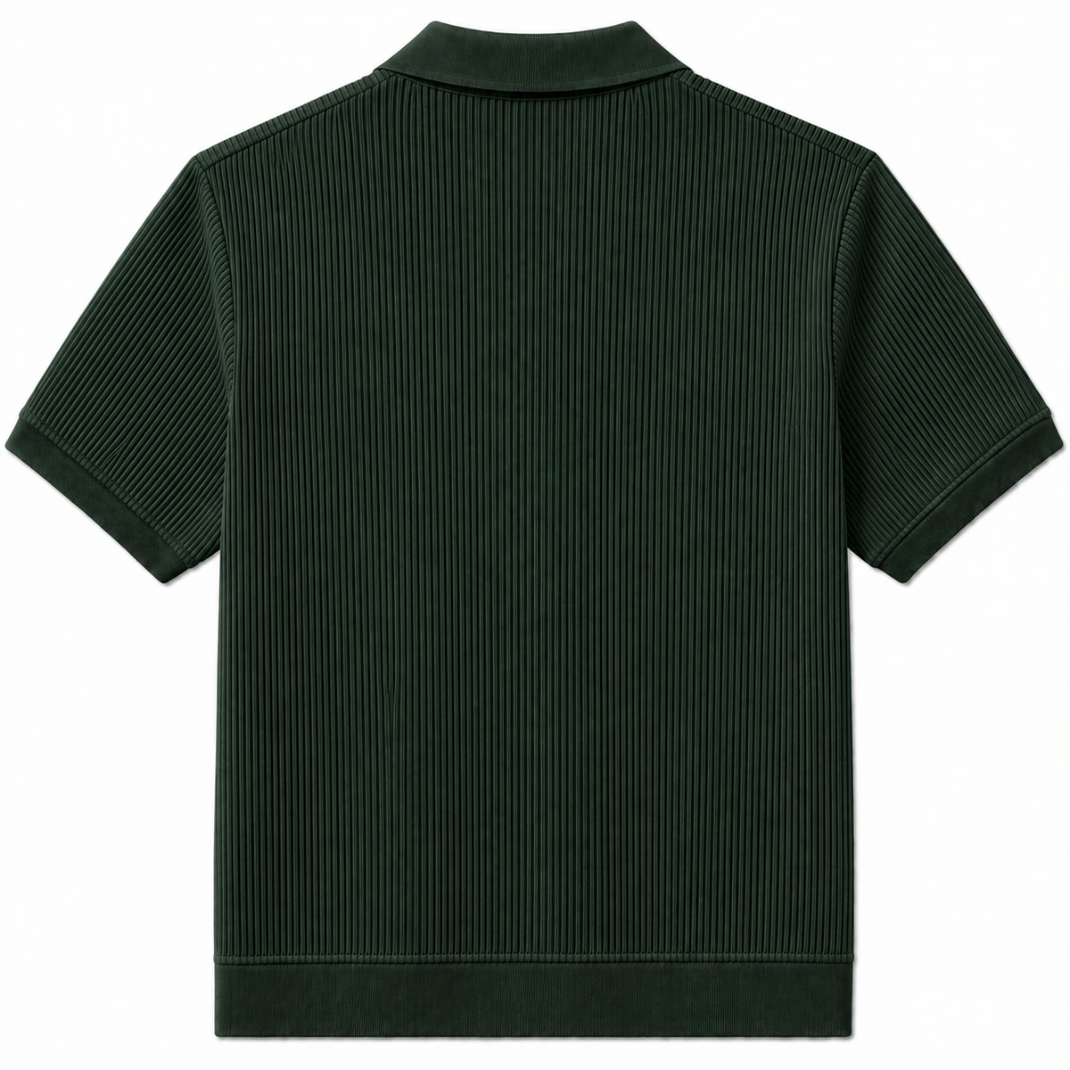Ribbed Open-Collar Polo