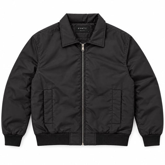 Padded Bomber Jacket in Black, SVNTY, view 1 of 2