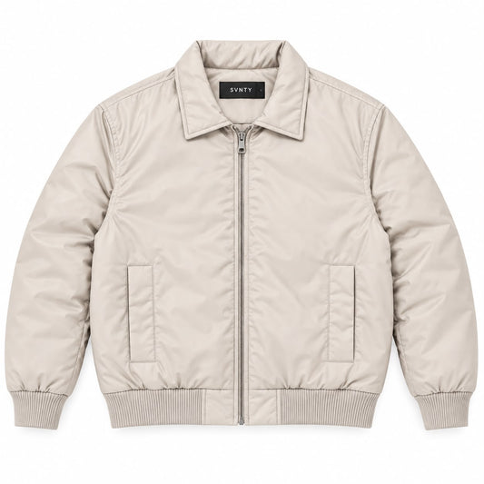 Padded Bomber Jacket in Beige, SVNTY, view 1 of 2