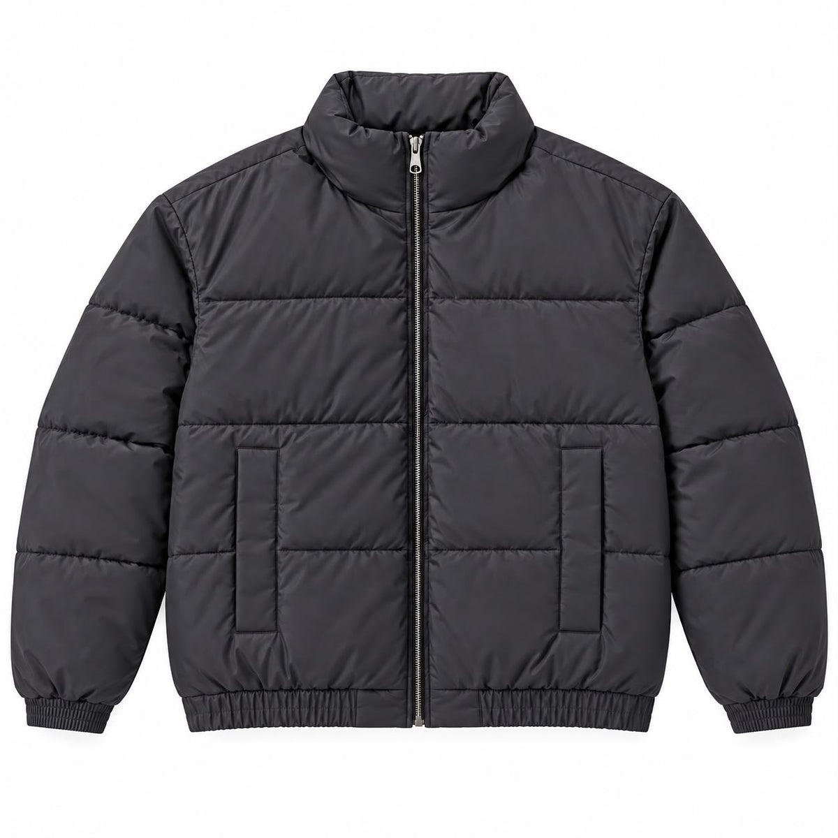 Stand Collar Puffer Jacket in Black, SVNTY, view 1 of 2