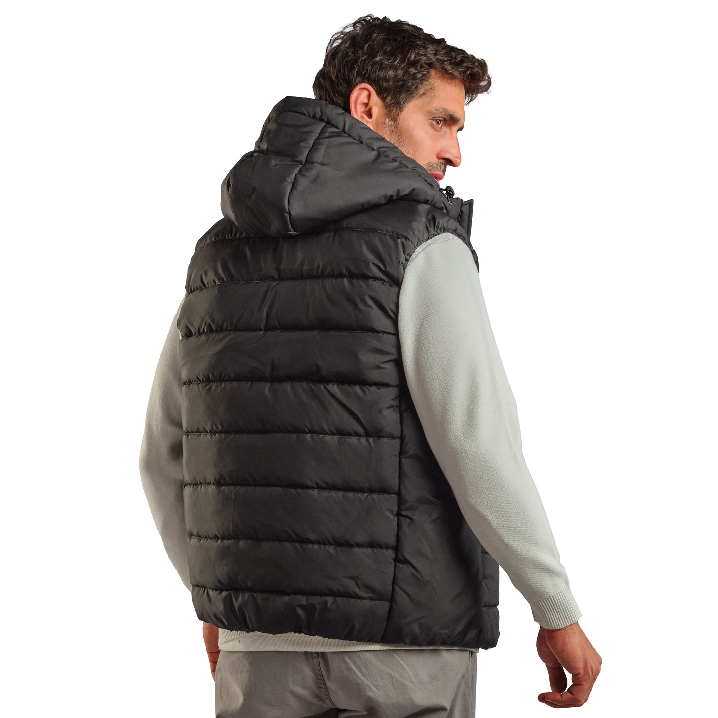 Black Puffer Hooded Vest