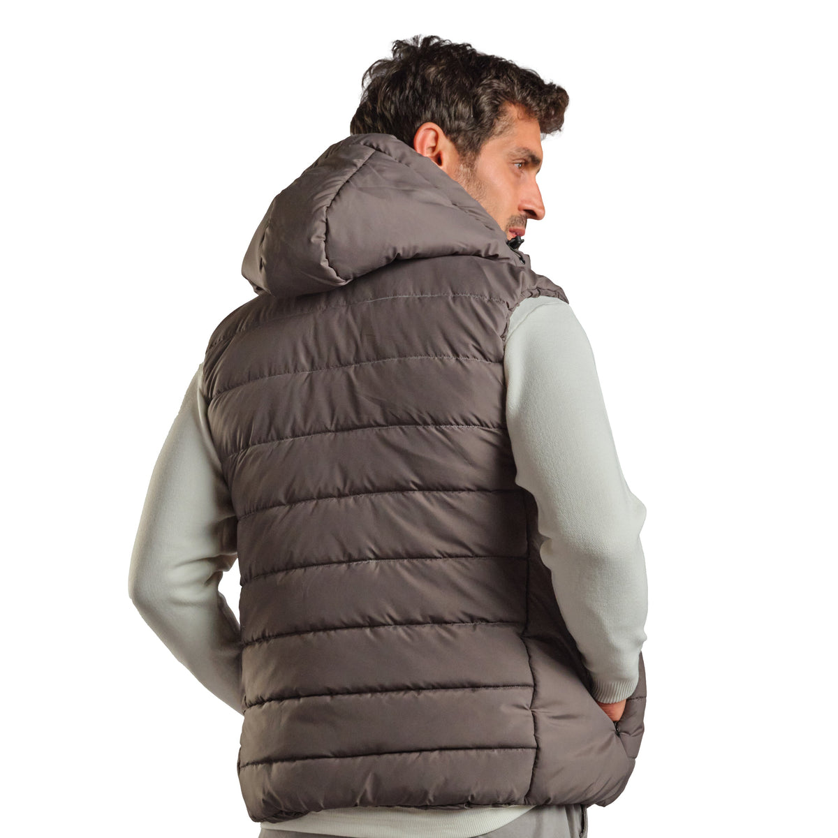 Puffer Hooded Vest in Gray, SVNTY, view 2 of 4