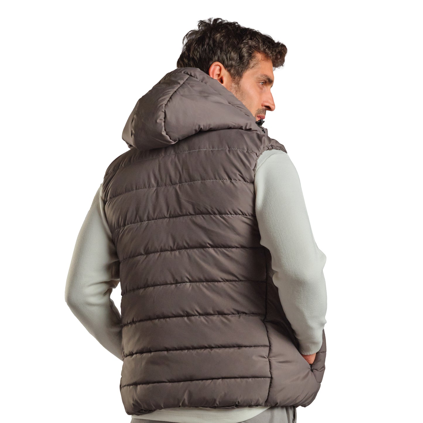 Gray Puffer Hooded Vest