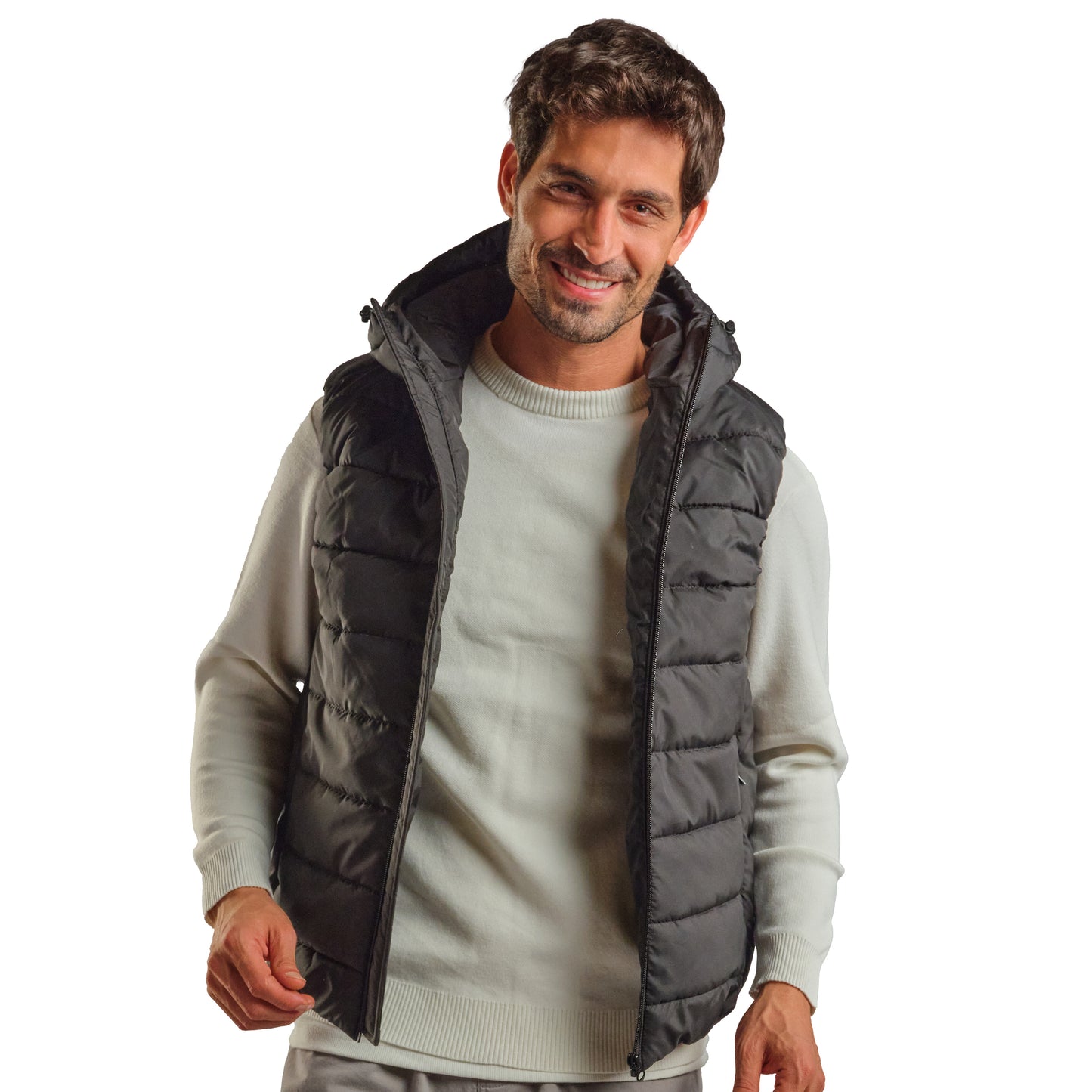 Black Puffer Hooded Vest