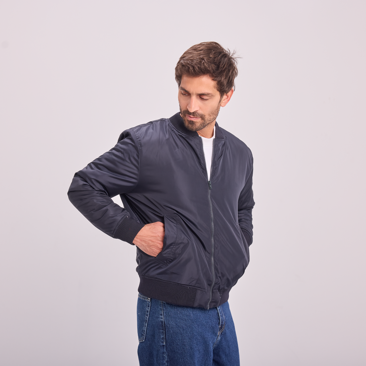 Bomber Jacket in Navy, SVNTY, view 2 of 7