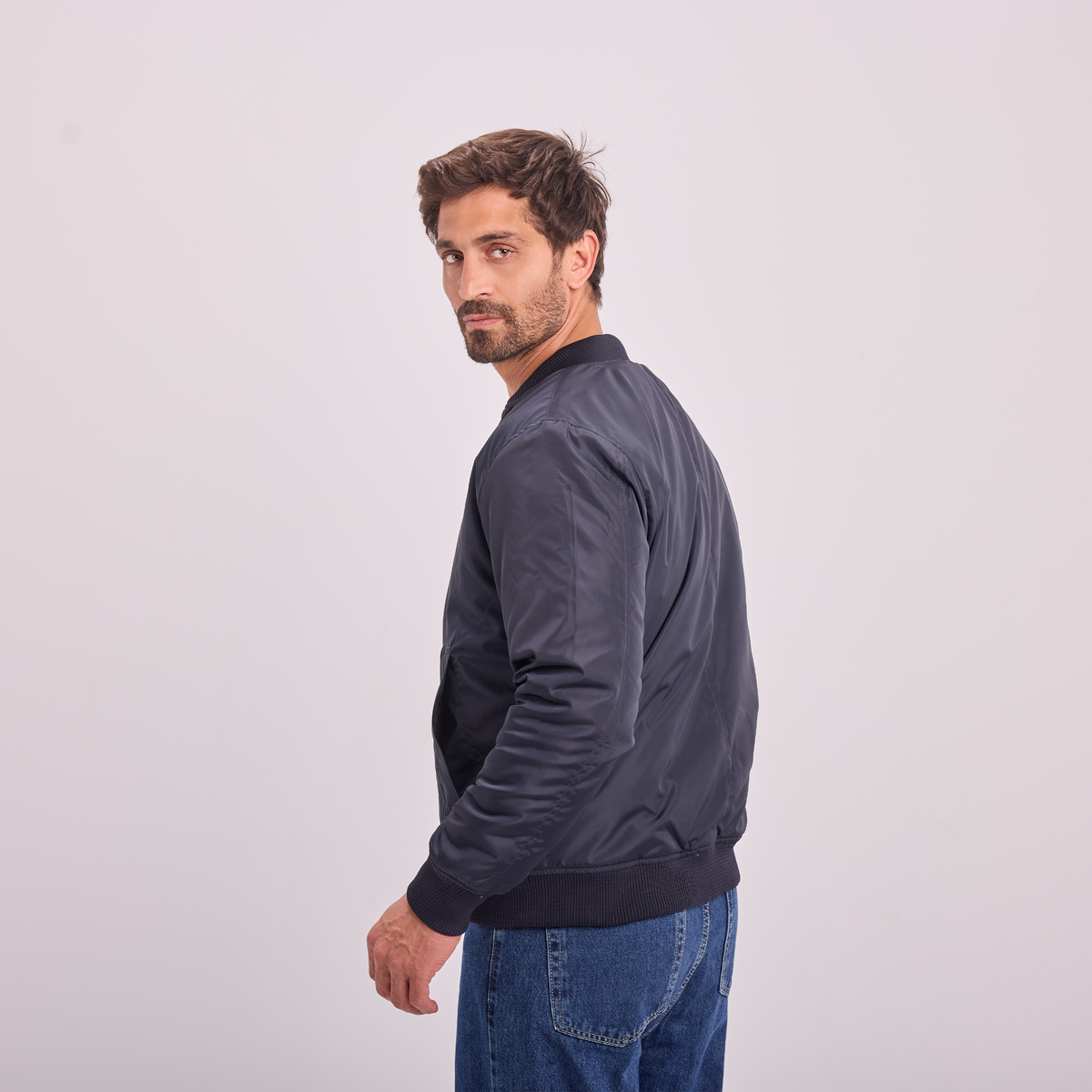Bomber Jacket in Navy, SVNTY, view 5 of 7