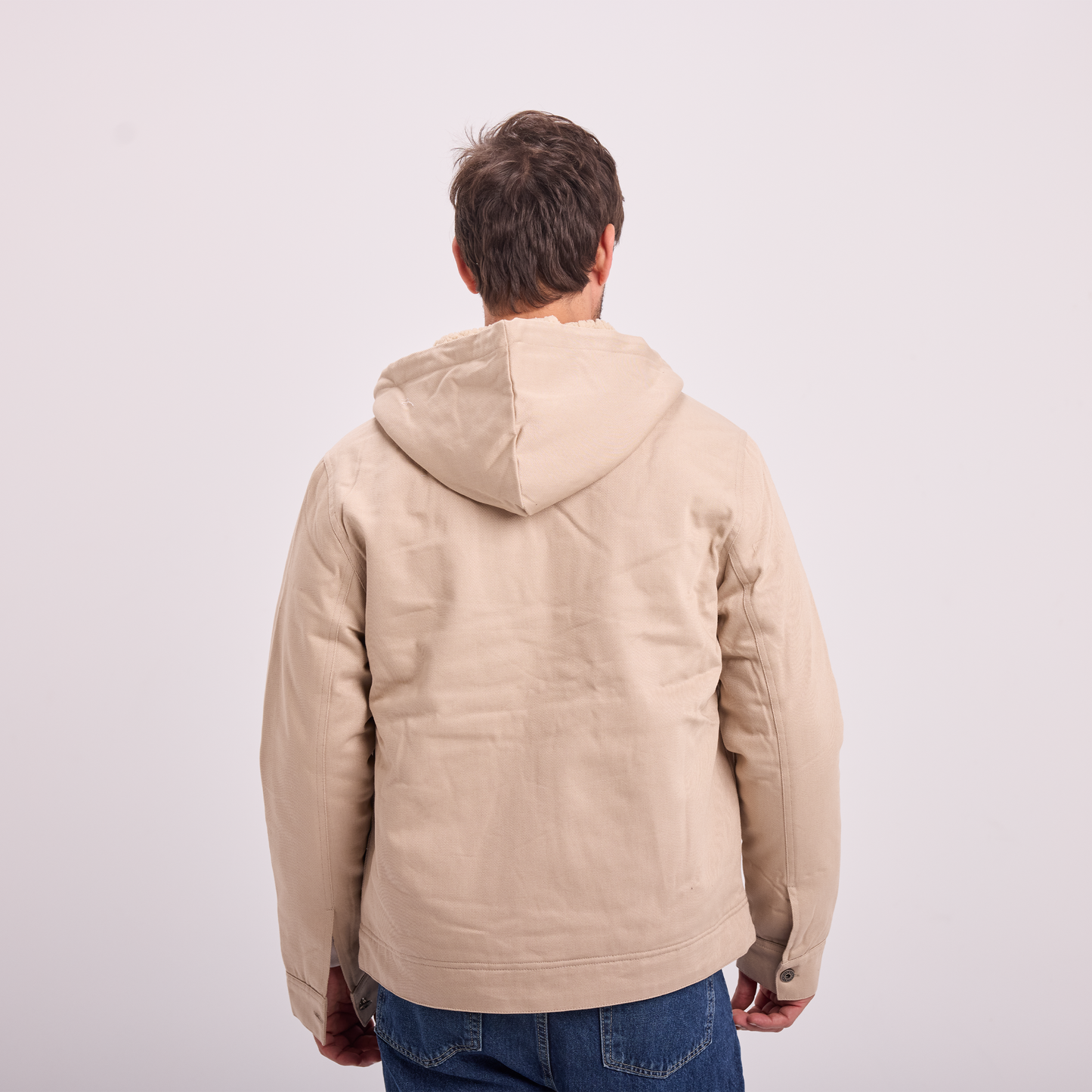 Beige Fur-Lined Zip Jacket