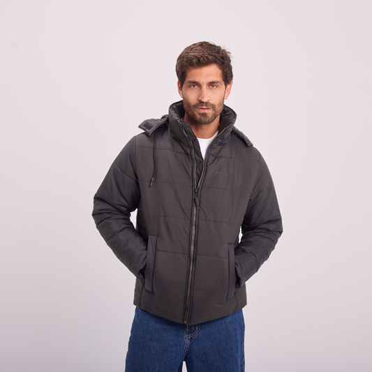 Black Puffer Hooded Jacket