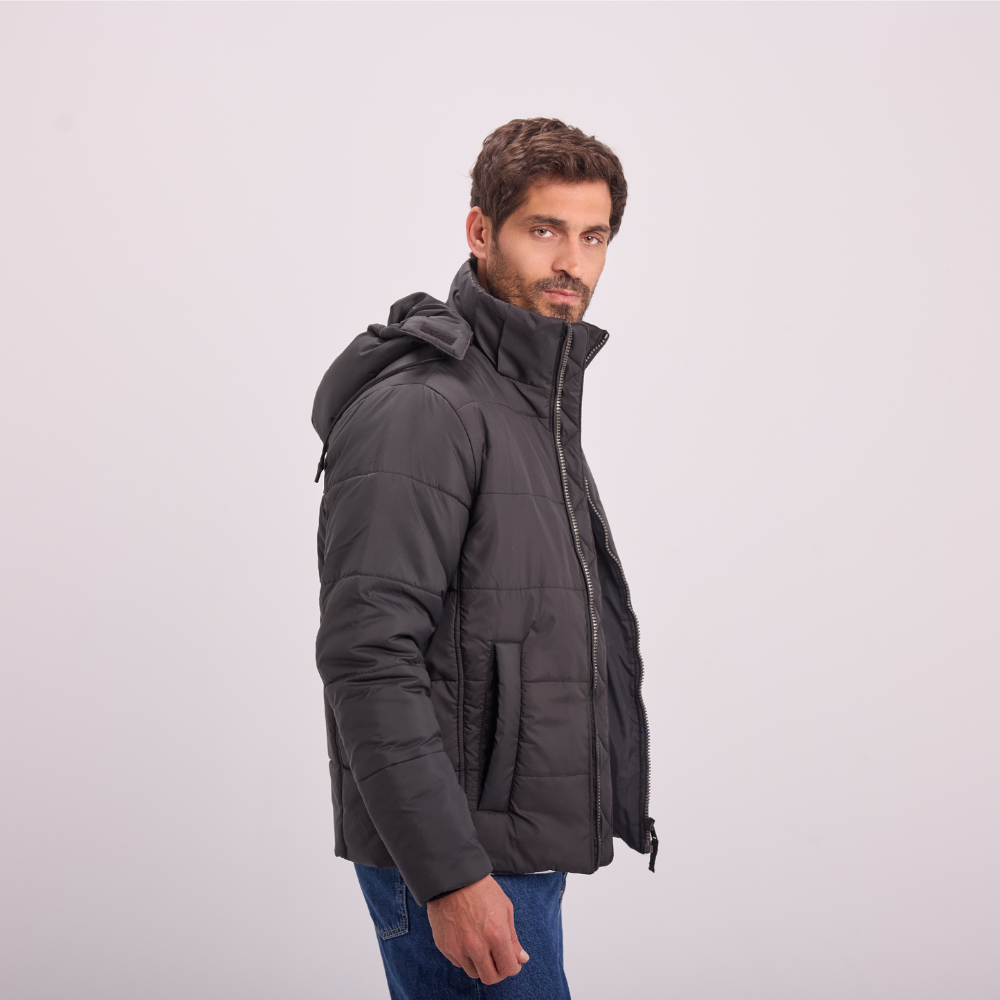 Black Puffer Hooded Jacket